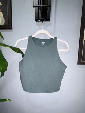 Old Navy High Neck Cropped Tank - Slate Green sz XL